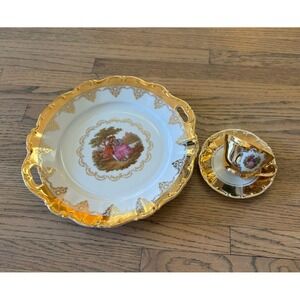 Stw Bavaria Germany Courting Couple Demitasse Coffee Tea Cup & Saucer Plate